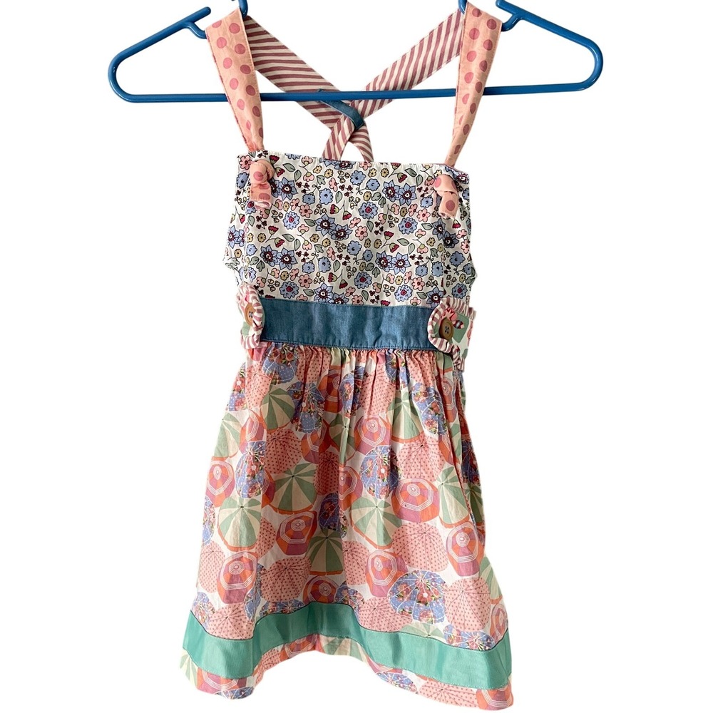 Matilda Jane Girls Floral Umbrella Print Sun Dress Mixed Media Size 10